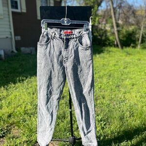 Vintage 90s Bonjour Gray Acid Wash Tapered Denim Jeans